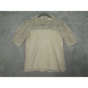 A Diva Cream Lace‎ Top Women's sz M Fairy Dainty Neutral